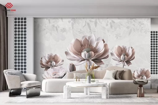 Tranh dán tường 3D bông hoa nghệ thuật TDT1422