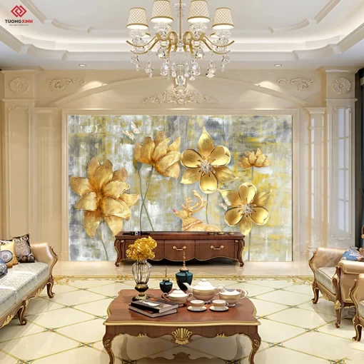 Tranh dán tường 3D bông hoa nghệ thuật TDT1495