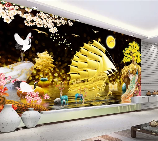 Tranh dán tường 3D thuận buồm xuôi gió TDT1496