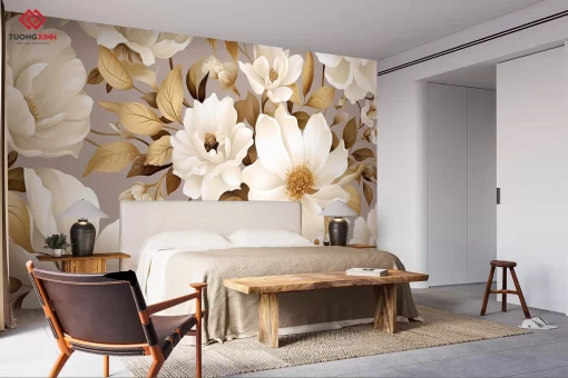 Tranh dán tường 3D bông hoa nghệ thuật TDT1395