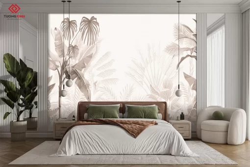 Tranh dán tường 3D lá cây nghệ thuật TDT1397