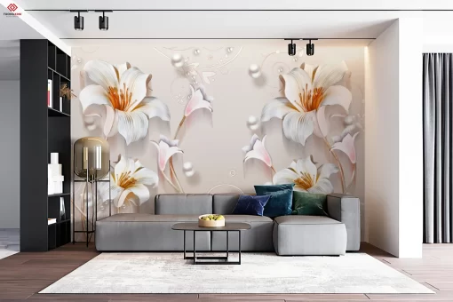 Tranh dán tường 3D bông hoa nghệ thuật TDT1505