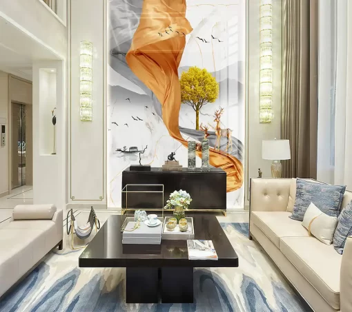 Tranh pvc tráng gương ốp tường thông tầng TC1913