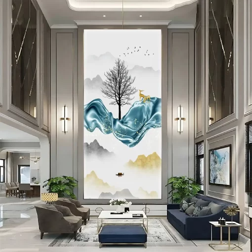 Tranh pvc tráng gương ốp tường thông tầng TC2088