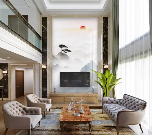 Tranh pvc tráng gương ốp tường thông tầng TC2090