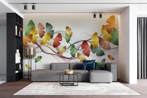 Tranh dán tường 3D lá cây nghệ thuật TDT808