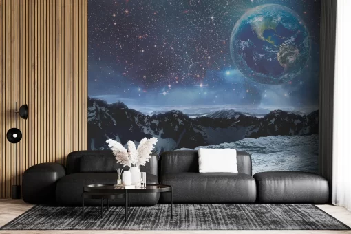 Tranh dán tường 3D phong cảnh bầu trời sao TDT1002