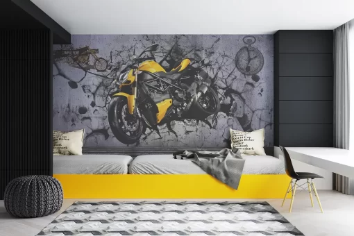 Tranh dán tường 3D xe motor phân khối lớn TDT870