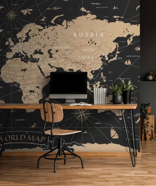 Tranh dán tường 3D bản đồ thế giới TDT877
