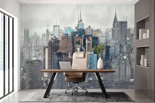 Tranh dán tường 3D phong cảnh thành phố hiện đại TDT938