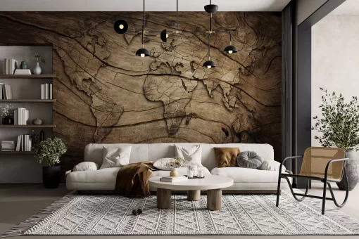 Tranh dán tường 3D bản đồ thế giới TDT890
