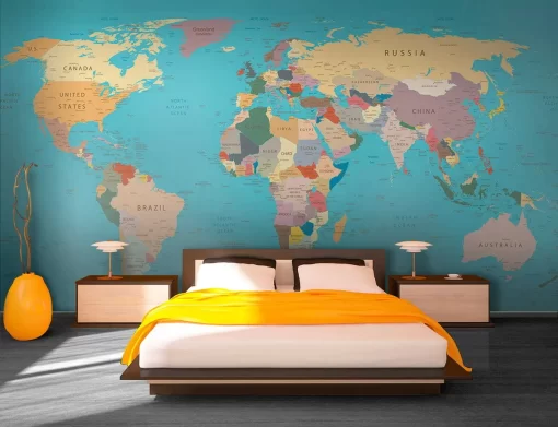 Tranh dán tường 3D bản đồ thế giới TDT883