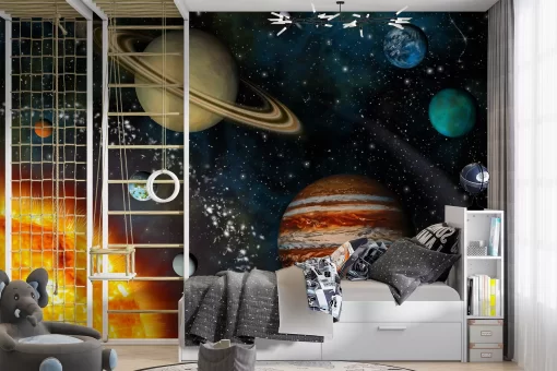 Tranh dán tường 3D hệ mặt trời TDT989