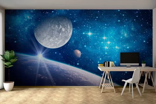 Tranh dán tường 3D vũ trụ rộng lớn TDT986