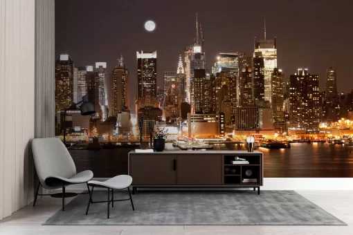 Tranh dán tường 3D phong cảnh thành phố hiện đại TDT1051