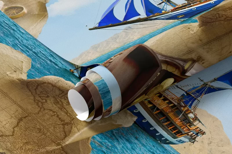 Tranh dán tường 3D bản đồ săn kho báu TDT933 - Ảnh 3