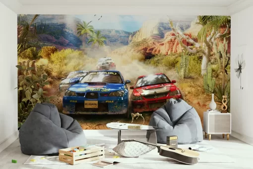 Tranh dán tường 3D siêu xe trang trí phòng khách TDT868