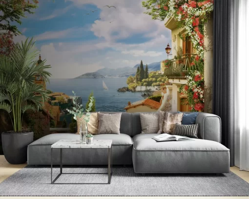 Tranh dán tường 3D phong cảnh Địa Trung Hải TDT1053