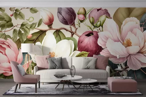 Tranh dán tường 3D cành hoa nghệ thuật TDT913