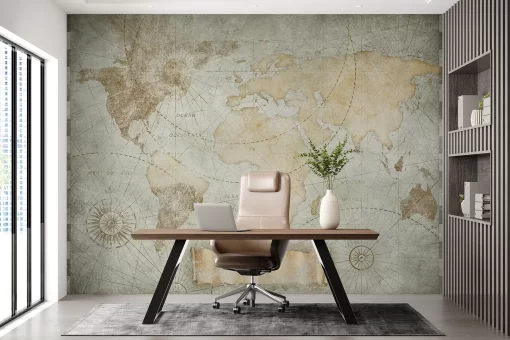 Tranh dán tường 3D bản đồ thế giới TDT892