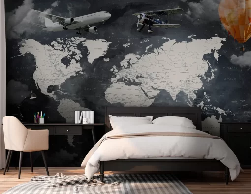 Tranh dán tường 3D bản đồ thế giới TDT872