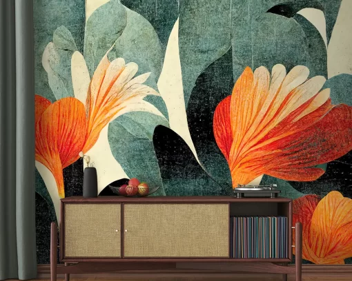 Tranh dán tường 3D bông hoa nghệ thuật TDT1045