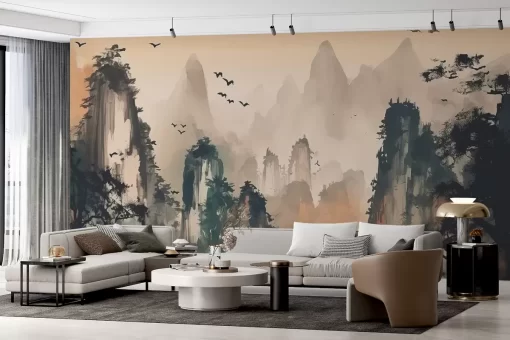 Tranh dán tường 3D phong cảnh đồi núi TDT1036