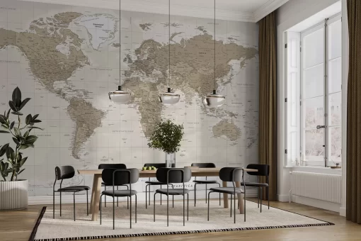 Tranh dán tường 3D bản đồ thế giới TDT876