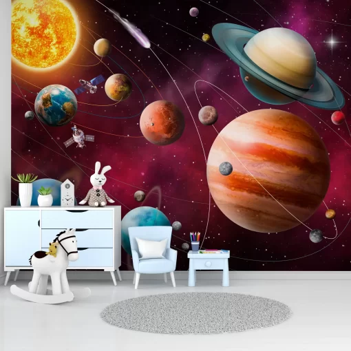 Tranh dán tường 3D hệ mặt trời TDT1006