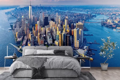 Tranh dán tường 3D phong cảnh thành phố hiện đại TDT1047