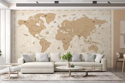 Tranh dán tường 3D bản đồ thế giới TDT887