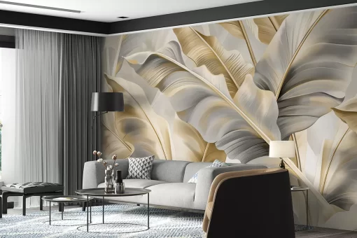 Tranh dán tường 3D lá cây nghệ thuật TDT1063