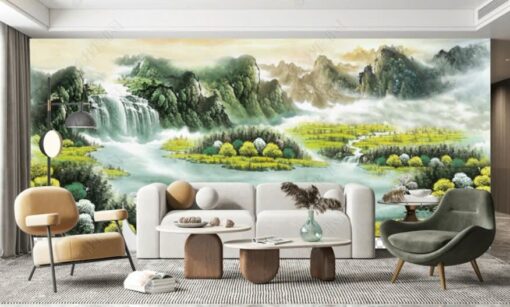 Tranh dán tường 3D sơn thủy hữu tình TDT1648