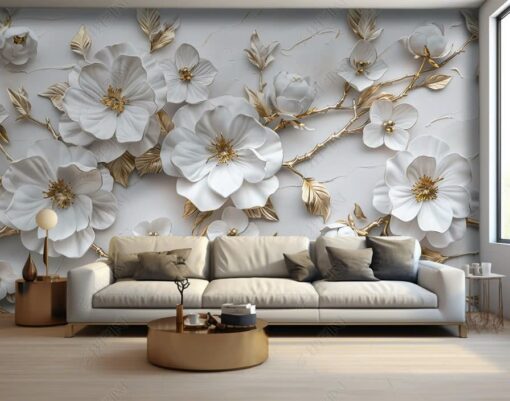 Tranh dán tường 3D hoa nghệ thuật TDT1651