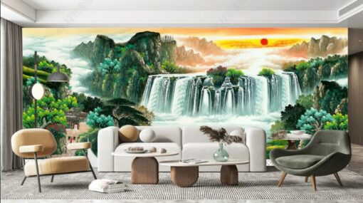 Tranh dán tường 3D sơn thủy hữu tình TDT1630