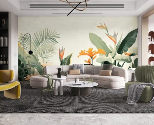 Tranh dán tường 3D lá cây nhiệt đới TDT1684