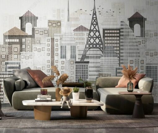 Tranh dán tường 3D phong cảnh thành phố TDT1647