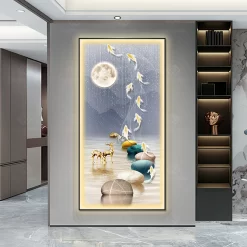 Tranh LED phong cảnh cửu ngư 3D nghệ thuật LD517