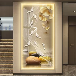 Tranh LED cửu ngư phong cảnh 3D nghệ thuật LD512