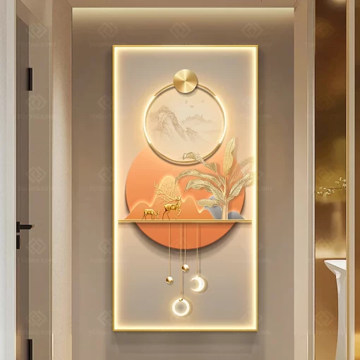 Tranh LED phong cảnh trừ tượng hươu nai 3D nghệ thuật LD481