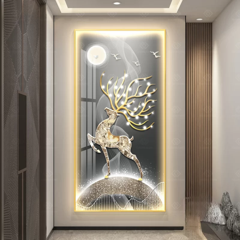 Tranh LED hươu 3D phong cảnh nghệ thuật LD468