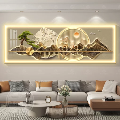 Tranh LED hươu nghệ thuật trang trí phòng khách LD526