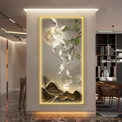 Tranh LED cửu ngư phong cảnh 3D nghệ thuật LD507