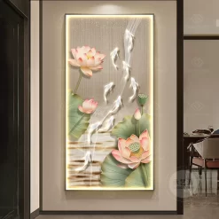 Tranh LED phong cảnh cửu ngư 3D nghệ thuật LD467
