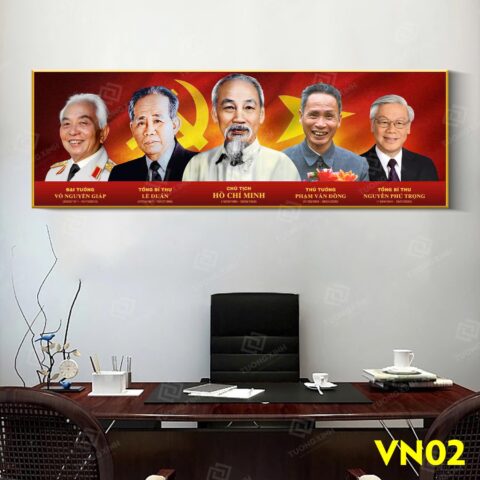 Tranh tráng gương Bác Hồ Bác Giáp Bác Trọng Bác Duẩn Bác Đồng VN02