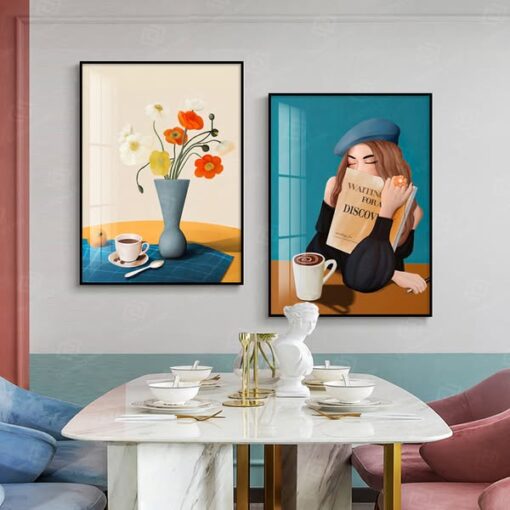 Tranh cô gái và hoa nghệ thuật trang trí phòng ăn TG4706