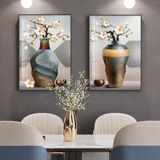 Tranh bình hoa 3D nghệ thuật trang trí phòng ăn TG4703