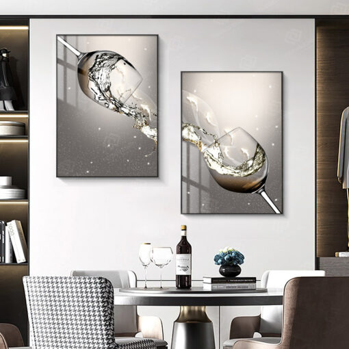 Tranh chiếc ly rượu 3D nghệ thuật trang trí phòng ăn TG4702