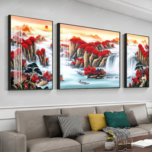 Tranh treo tường phòng khách sơn thủy hữu tình TG4732