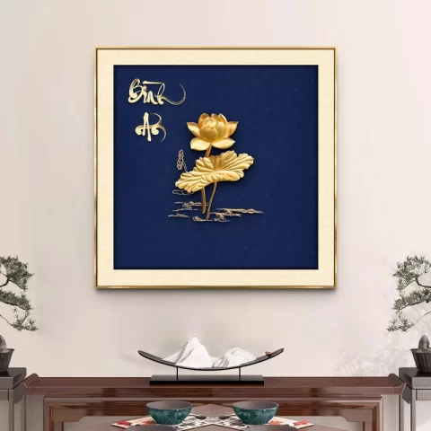 Tranh tráng gương hoa Sen bình an, quà tặng sang trọng ý nghĩa TG4844